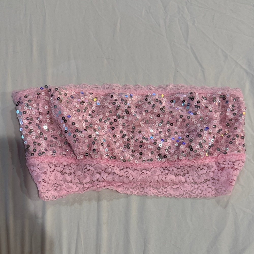 PINK Victoria's Secret Pink Sequin Lace Bandeau